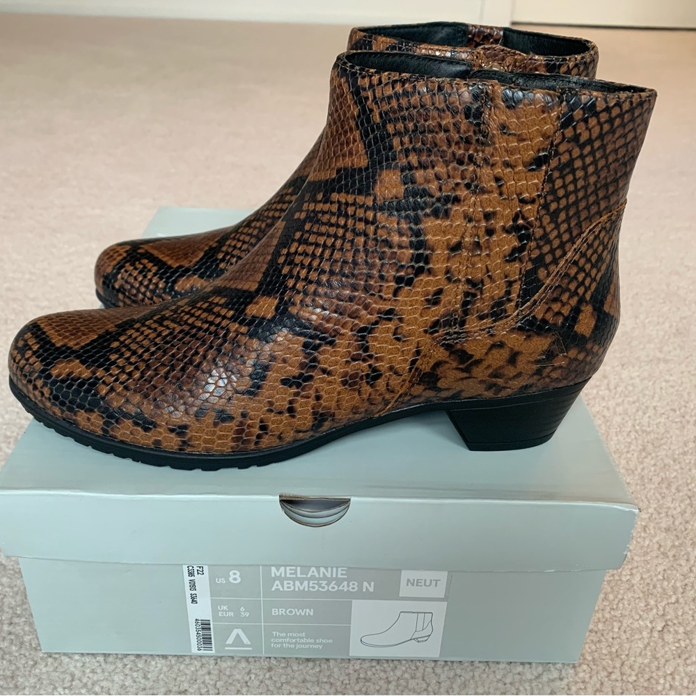 Women’s ABEO Snakeskin Booties - New in Box